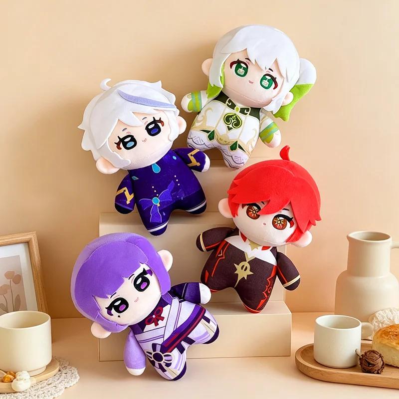 Cute Genshin Impact Plush Dolls Mini Soft Stuffed Toys Nahida Diluc Raiden Shogun Zhongli Venti Ayato Anime Gift