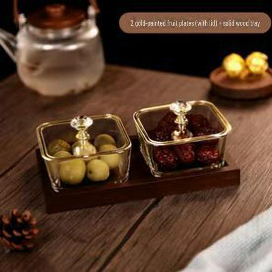 Japanese-Style Glass Fruit and Snack Plate for Living Room Coffee Table