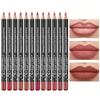 12pcs Lip Liner Pen 12 Colors Professional Lip Liner Pencil and Matte Lip Non-stick Cup Nude Lipstick Pencil SET