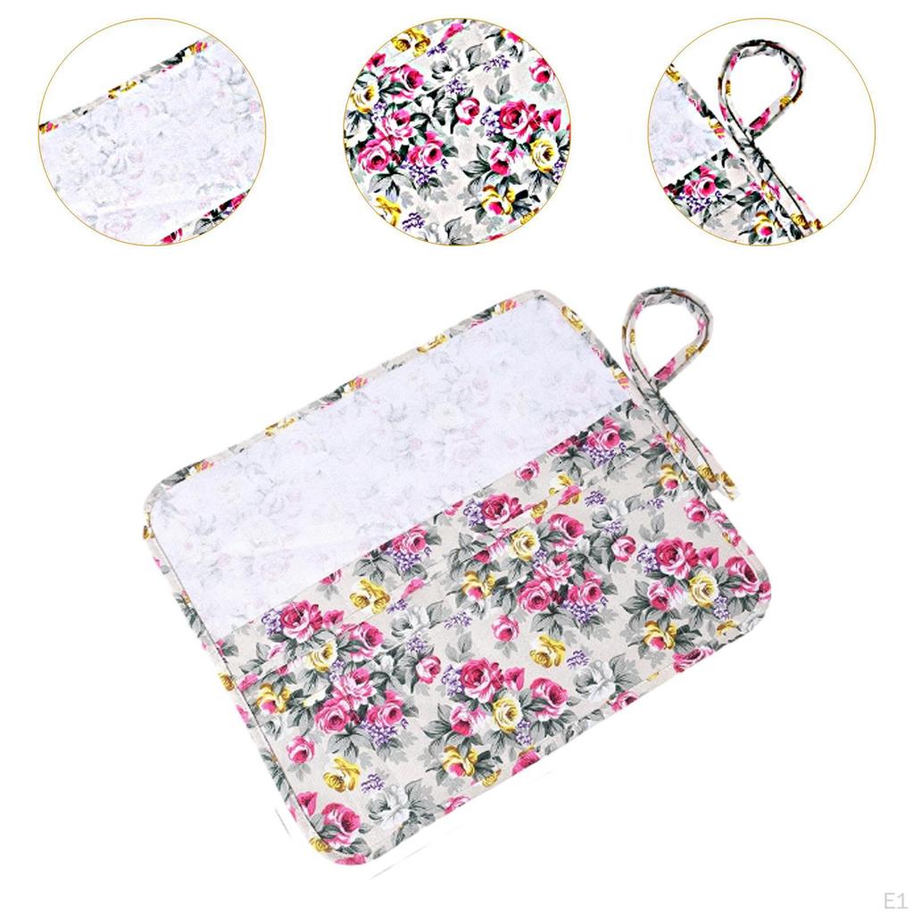 Pencil Pouch Stationery Rose Pattern Roll Up Multifunction Marker Pen Case Bag for Women