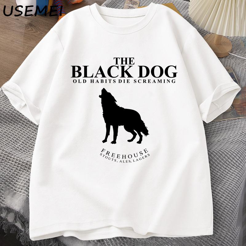 The Black Dog Old Habits Die Screaming T Shirt for Women Men Tortured Poets Department T-shirt Animal Dog Lover Tshirt Cotton