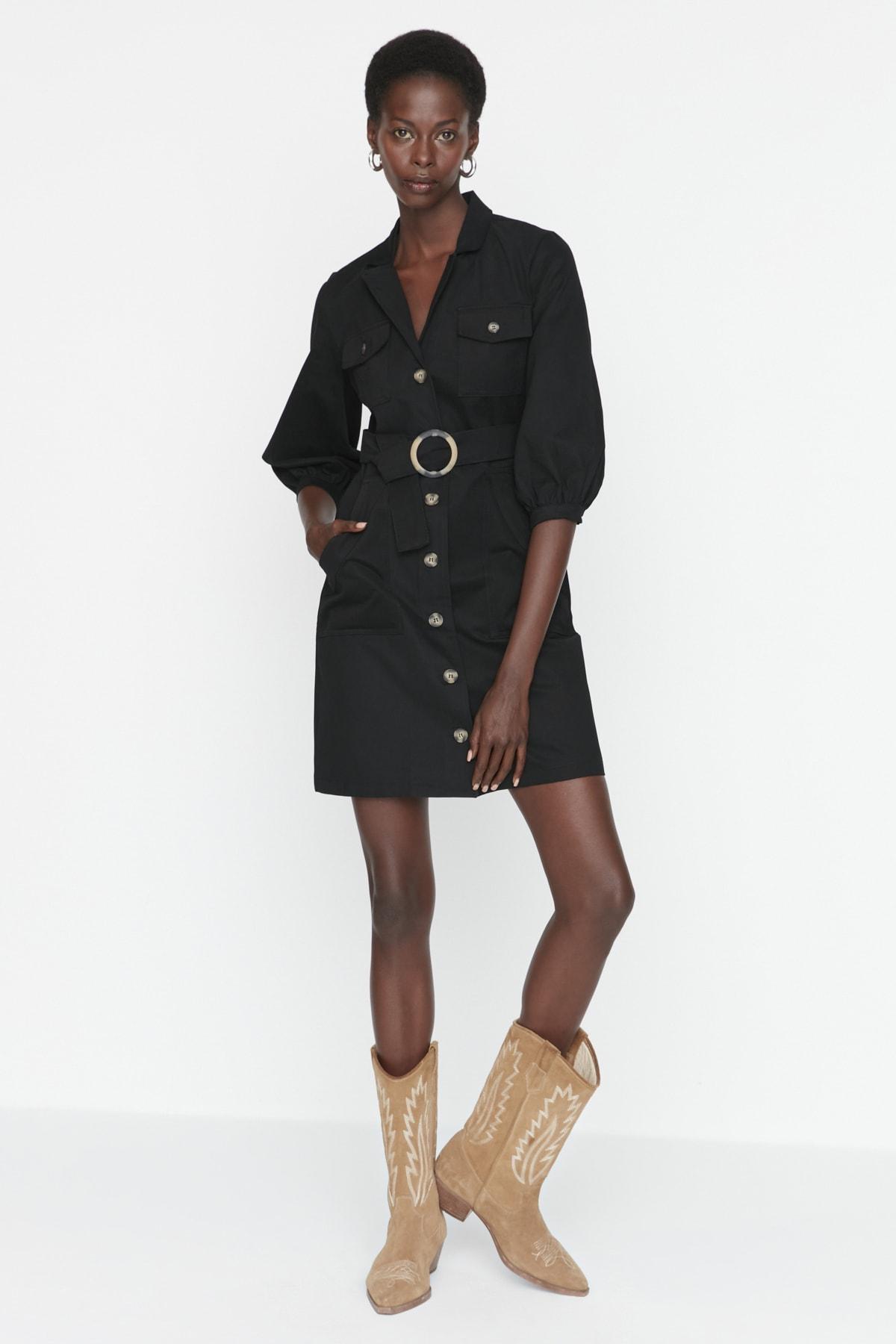 

Женское платье, модное черное тканое платье нового сезона с завязками XS танжело