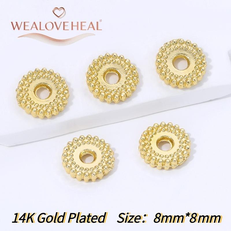 14K Gold Plated Brass Round Spacer Beads Accessories Wholesale,6/8mm Separator beads for DIY Bracelet Necklace Making Supplies