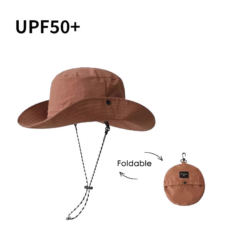 Chapéu de Pescador ao Ar Livre Dobrável Moda Balde À Prova de Vento Impermeável Com Cordão de Amarrar Ajustável Chapéu de Montanha para Acampamento ao Ar Livre Viagem