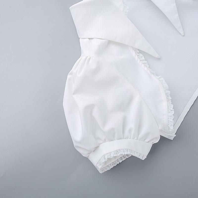 GMXIA Summer Polo Collar Puffy Sleeve Smock Top Corn-eye Webbing Slim-fit Halter Dress for Women