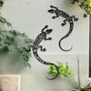 2D Metal Gecko Silhouette 2pcs Flat Iron Wall Art Sculpture Outdoor Home Garden Decor