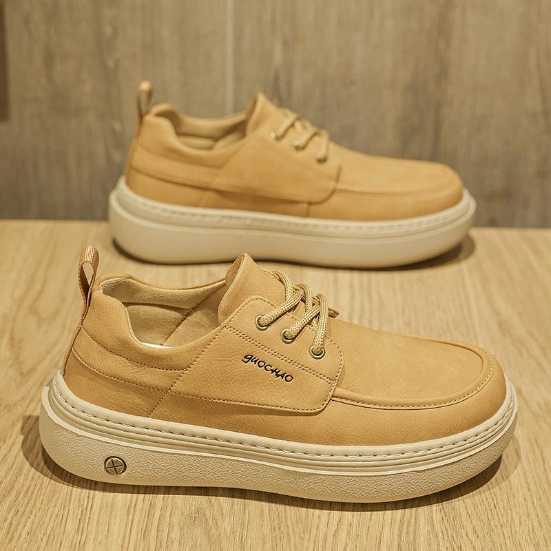 Lightweight soft-soled retro casual board shoes platform British shoes yellow autumn shoes 39