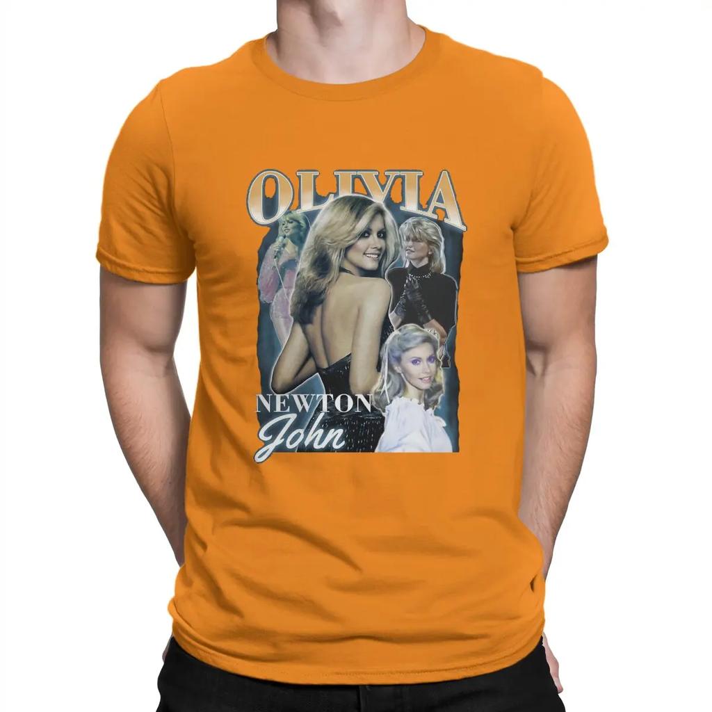 Funny Australian Pop Female Singer T-Shirts Men O Neck Cotton T Shirt Olivia Newton John Short Sleeve Tee Shirt Original Clothes