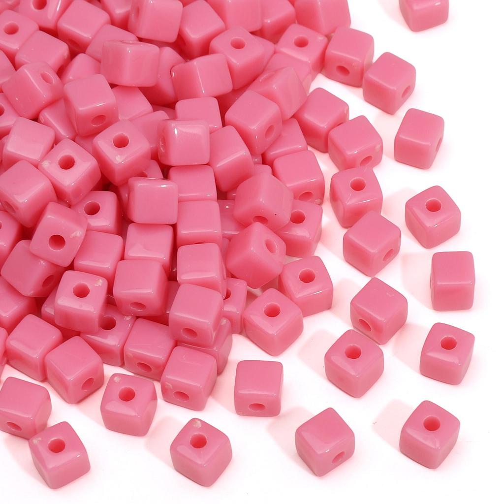 144Pcs Acrylic Solid Color Three-dimensional Square Bead For DIY Necklace Bracelet Earrings Jewelry Making Craft Accessories