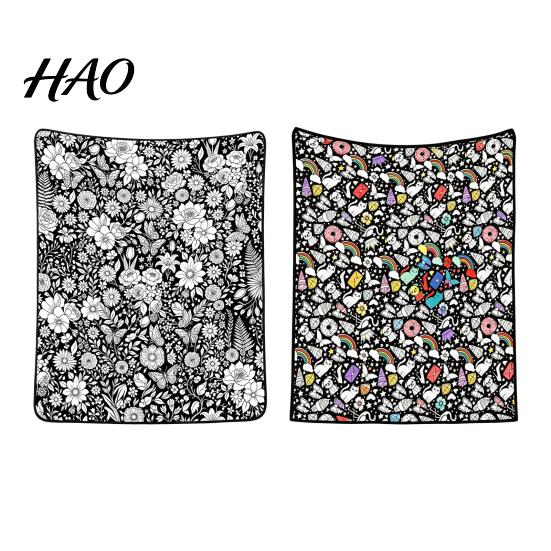 Personalized Coloring Project for Home DIY Blanket, Cartoon Patterns Print Soft Polyester Throw, Fabric Interactive Creative Family Art Projects