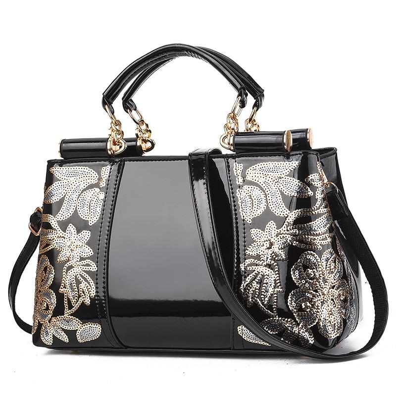Retro European And American Patent Leather Bride Wedding Tote Bag Large Capacity Female Shoulder Messenger Bag