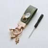 Auto Key Fob Chain Luxury Genuine Genuine Leather Key Ring Pure Color Buckle Auto Key Fob Ring Auto Auto Accessories Gift Auto Key Ring Auto Key