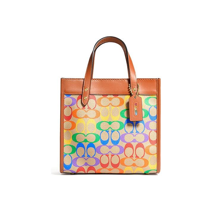 

Coach Field 22 Rainbow Print Large Capacity Shoulder Crossbody Tote Bag Coated Canvas Handbag Small Women tote Brown Red C5142-B4SYC Basic Set (Bag+Dust Bag)