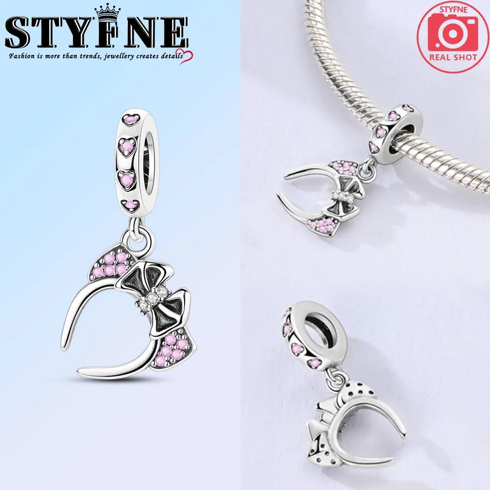 Copper Bow Charms Copper Pink Heart-Shaped Bow Pendants Charms Beads Fit Original Bangle Bracelets Diy Jewelry