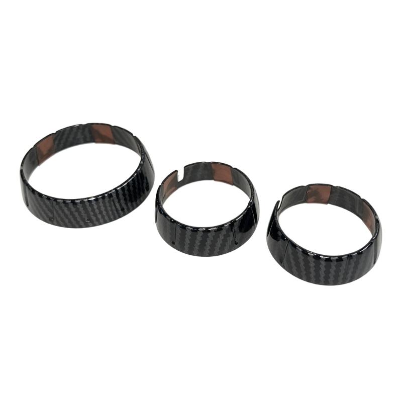 Dashboard Knob Trim Set for MINI F55 F56 F57 Carbon Fiber Look 3 Piece ABS Interior Control Panel Detail for Air Conditioner Area