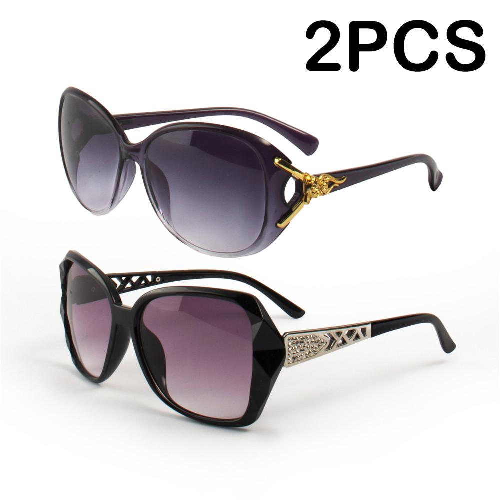 2PCS Fashion Oversized Sunglasses PC Female Big Frame Gradient Sun Glasses mujer