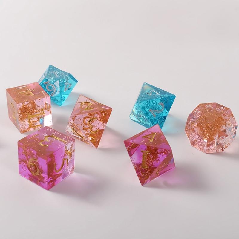 7 Formar Tärningar Filé Kvadrat Triangel Tärningar Form Tärningar Digitalt Spel Silikonform Kristall Epoxiharts Form Kit Konst