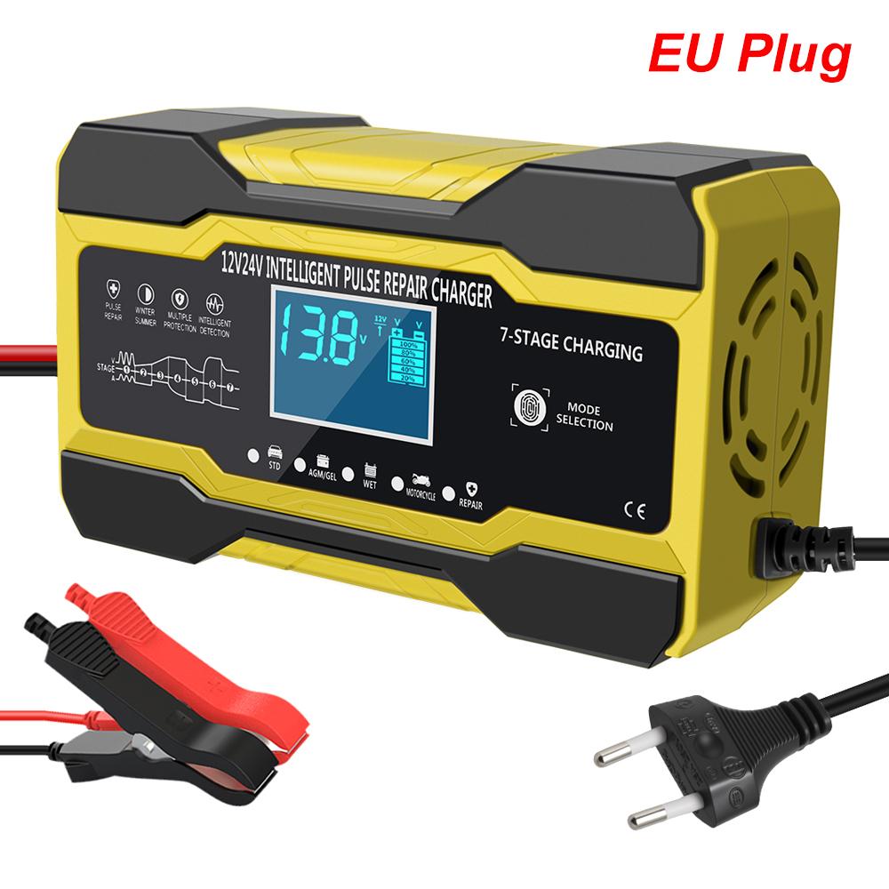24V/12V Car Battery Chargers 180W Fast Charging Full Automatic Storage Battery Maintance Intelligent Pulse Repair Digital Device