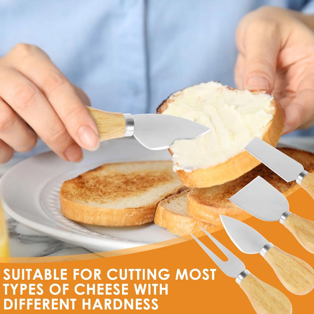 16Pcs Cheese Knives Set Stainless Steel Butter Cutter Spreader Portable Cheese Cutter Cheese Fork for Party Wedding Christmas