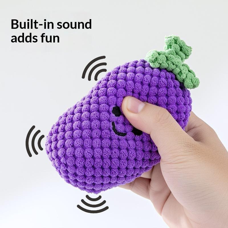 Cute Plush Vegetable Dog Toy Squeaky Broccoli Eggplant Chew Puppy Teething Interactive Play Toy