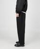 Jikeulib Bonded Brushed Elastic Waist Pintuck Semi-Wide Cotton Pants [Black]