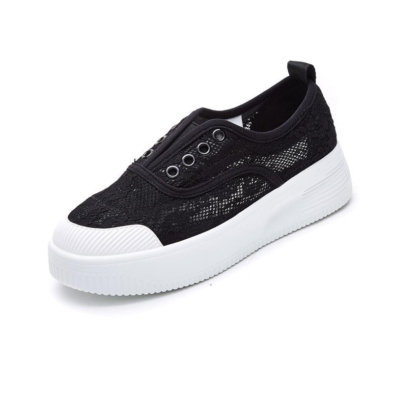 Little white shoes women's new summer flat-soled sandals thick-soled lace mesh breathable one-pedal fisherman shoes