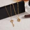 Yori Exquisite Linear Hollow Heart Key Pendant Necklace For Women Stainless Steel Delicate Daily Sweet Jewelry Accessories