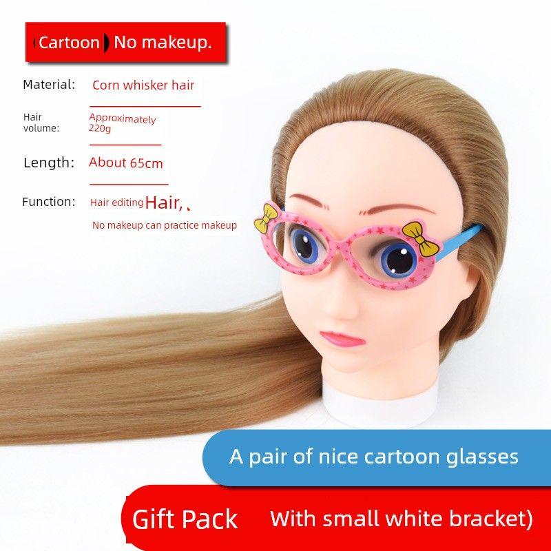 

Birthday Gift Children Hair Braiding Practice Wig Mannequin Head Learn to Tie Hair Model Head Cartoon Mannequin Head Mannequin Head Type Hairdressing Golden sugar_gift bag_White bracket