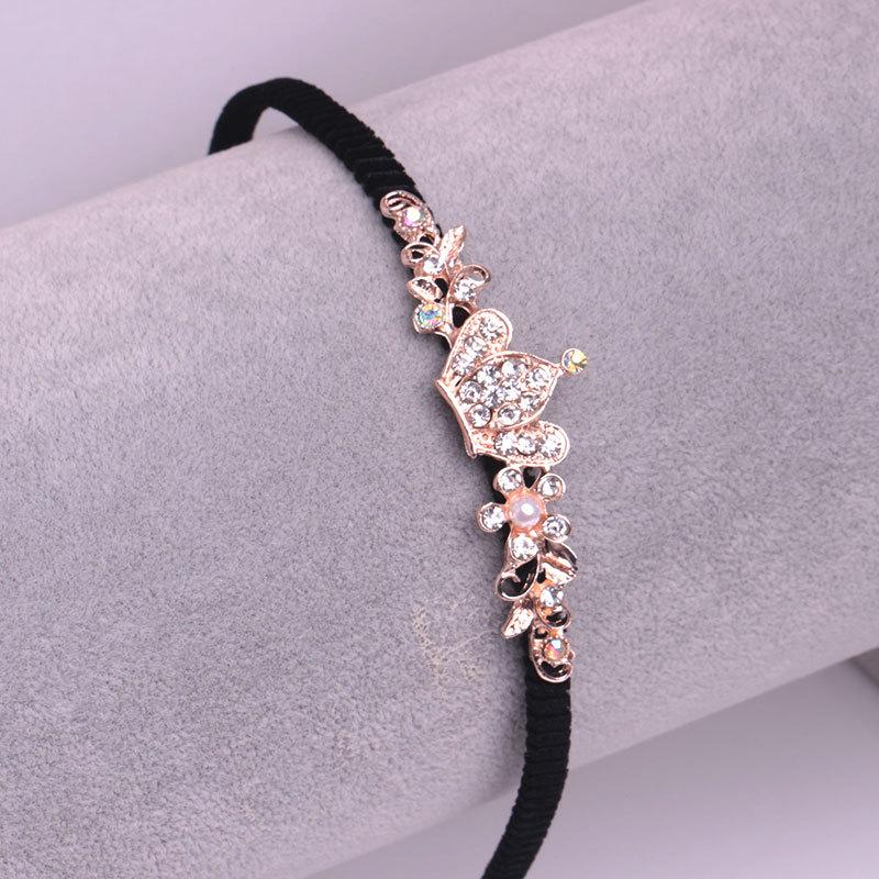 Gold Rhinestone Butterfly Korean Headband & Hairpin Set - Non-Slip Metal Hair Accessories