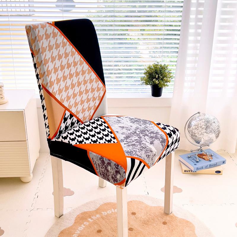 Anti-fouling Household Chair Cover Hotel Chair Package Backrest Seat Cover One-piece Print Elastic Dining Table Seat Cover