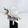 6pcs White Pink Corsage and Boutonniere Set Artificial Rose Wristlet Suit Flower for Men Wedding Party Prom Decoration
