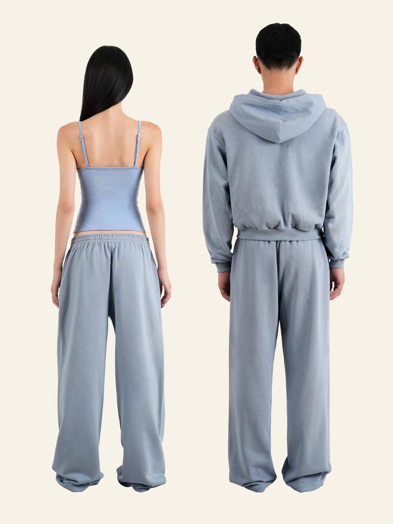 Deoineoseu Wide Leg Sweatpants (Blue Gray)