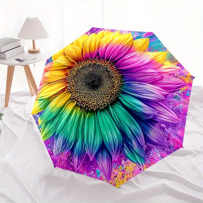 1pc Colorful Sunflower Artwork Umbrella with Plastic Handle,Suitable for All Seasons Home Travel Outdoor UmbrellaB1796