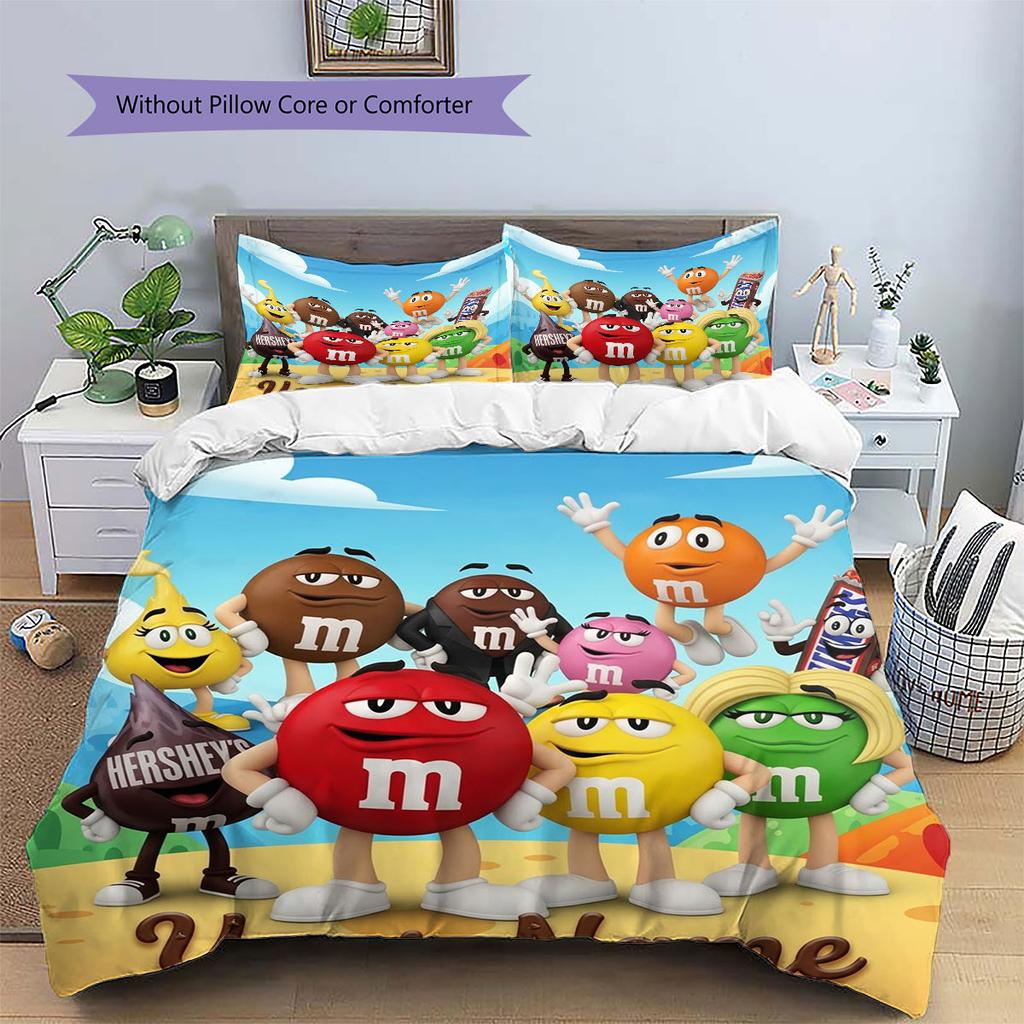 Pościel z wzorem imion M&M's, Zestaw kołdry Pokrowiec na kołdrę Poszewka na poduszkę Domowy prezent urodzinowy(1 * poszwa na kołdrę + 2 * poszewki na poduszki, bez rdzenia)