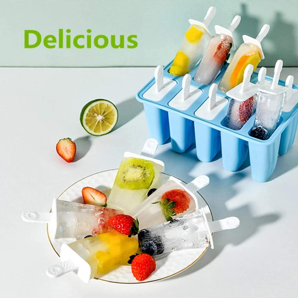 Popsicle Molds Silicone 4/6/10 Cavity Popsicle Trays Freezer Homemade Ice Cream Molds BPA Free Ice Pop Easy Release Mold