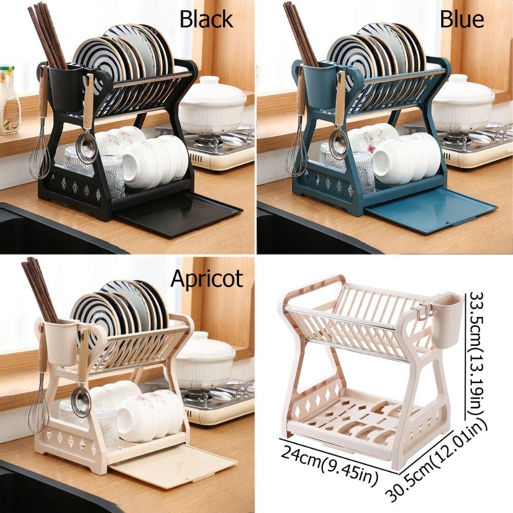 Household Countertop Storage Rack Double-layer Dish Drying Rack Drain Bowl Rack for Storing