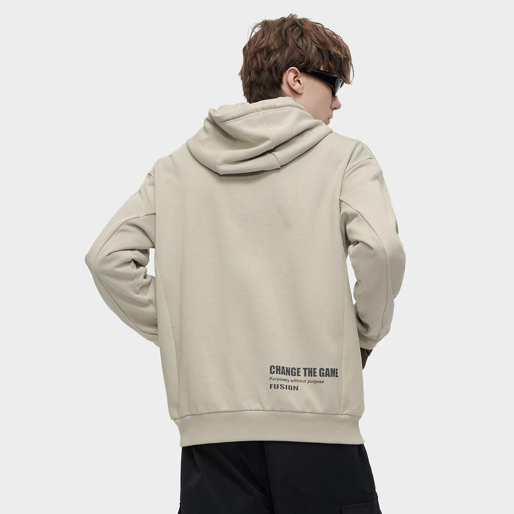 Fila Fusion Letter Print Loose Hooded Sweatshirt Men Sweatshirt Suede T11M341205ABG