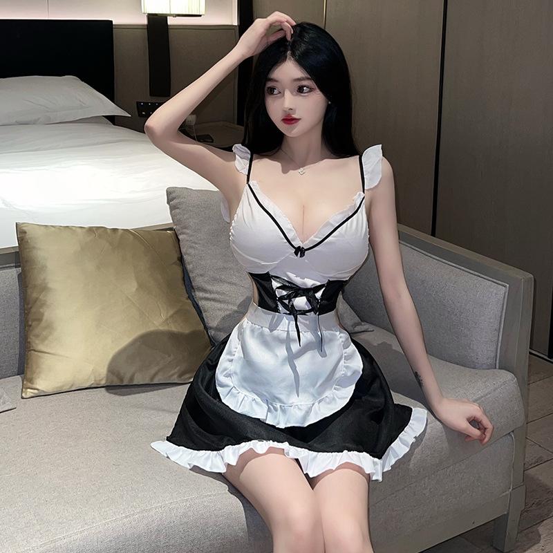 Sexy Sexy Lingerie Lace Seduction Maid Maid Hot Hollow Bed Attack Skirt Plus Size