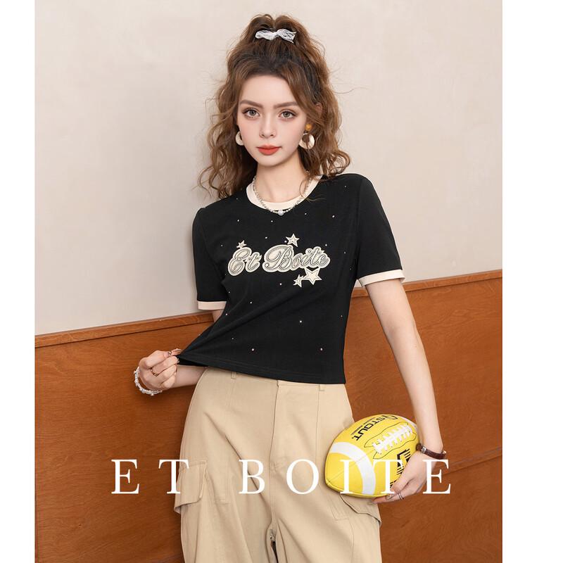 French Box American Retro Embroidered Color-Block T-Shirt 38