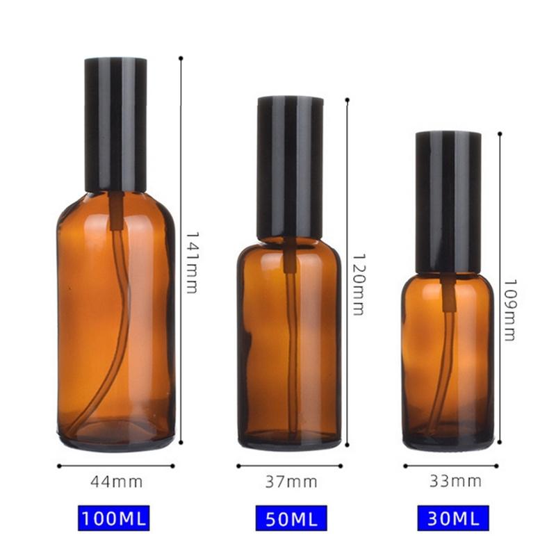 1 Stück 30ml 50ml 100ml Bernstein Reise Nachfüllbare Flasche Glas Sprühflasche Parfümflasche Sprüher Zerstäuberflasche Ätherisches Öl Flasche