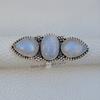 Natural Moonstone Ring, Wedding Ring, 925 Sterling Silver Ring, Oval Teardrop Multi Stone Ring, Blue Fire Moonstone Ring