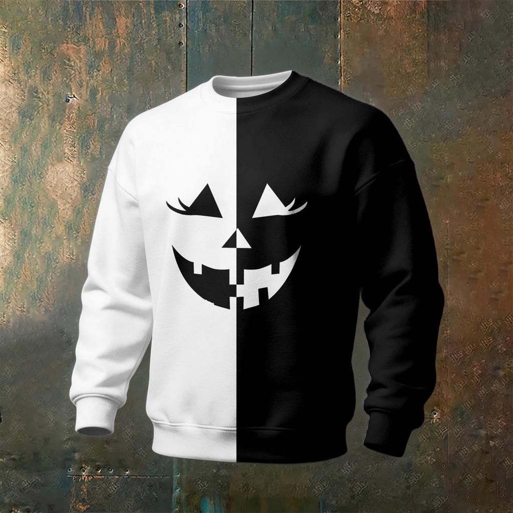 Men's Halloween Graphic Neck Long Sleeve Sweatshirt Casual Pullover