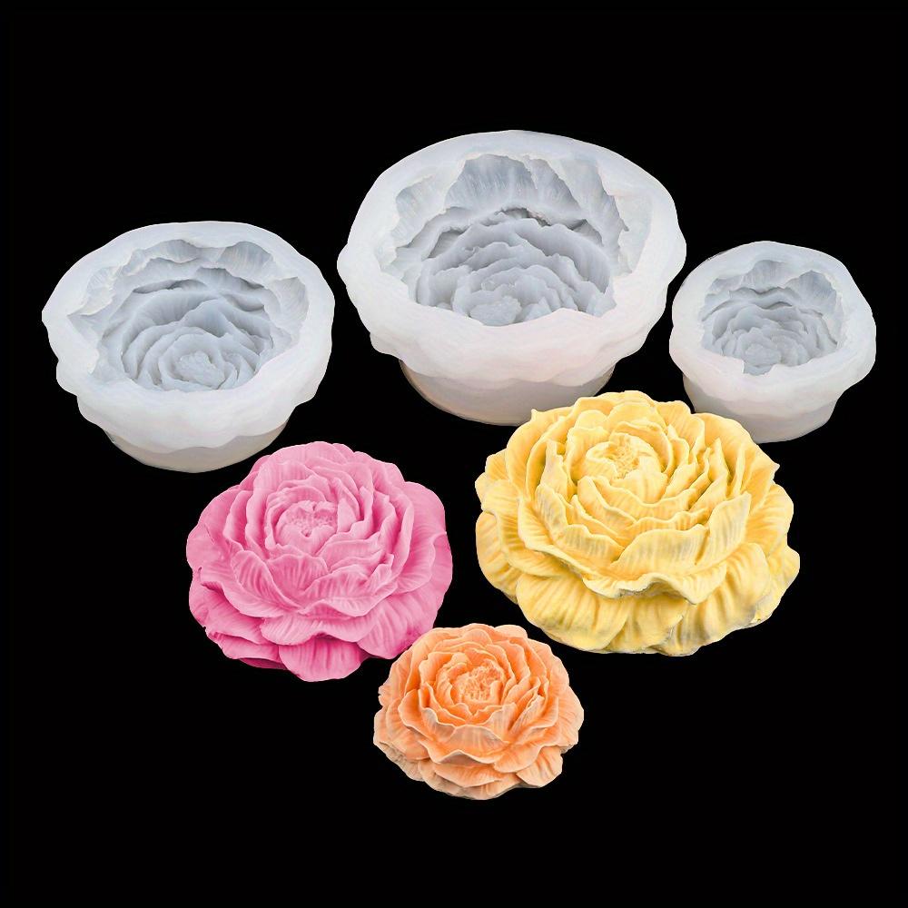 1/3/5Pcs 3D Peony Silicone Mold Set, S/M/L DIY Candle & Soap Molds for Wax, Resin, Plaster, Valentine/Wedding Decor