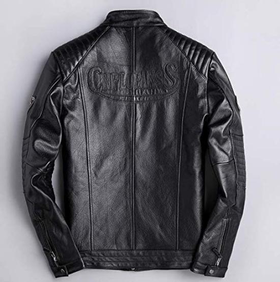 CNPLOPANSS Genuine Leather Motorcycle Sheepskin Cowhide Leather Rider Business Solid Cold Weather Plus Size Men's Jacket, Jacket, Jacket, Leather,