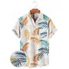 Camicia da uomo hawaiana a maniche corte con stampa, top alla moda con colletto, albero di cocco da spiaggia, nuova per il 2026 per uomo, abbigliamento floreale
