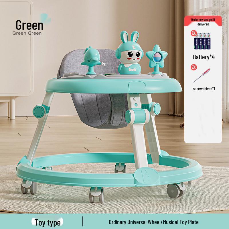 Multifunctional Baby Walker with Music, Lightweight & Foldable for 6-18 Months, Anti-Rollover Design