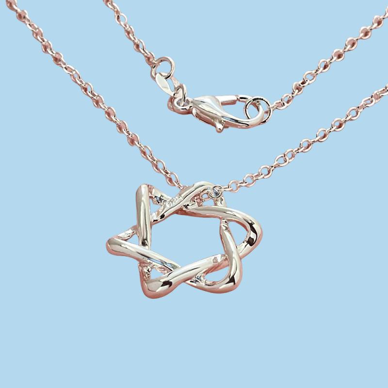 925 Silver Necklace 45CM Six-pointed Star Pendant Necklace for Women Simple Fashion Necklace Anniversary Jewelry Gift