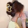 Women Shark Hair Claw, Hollow Puppy Design Hair Clip with Blue Bows And Rhinestones, Anti-slip Teeth Back Head Hair Clip for Multiple Hair Volumes