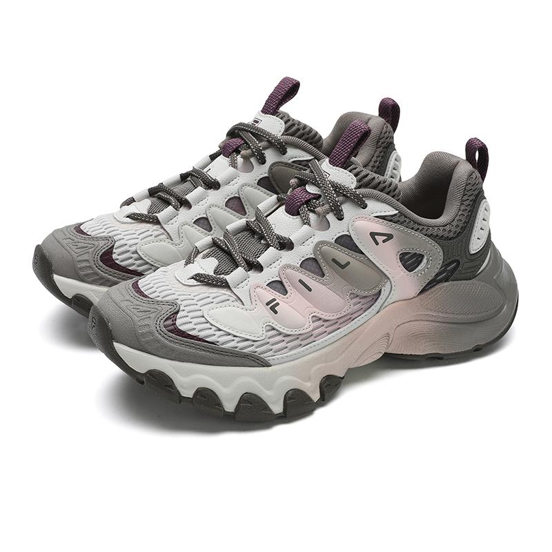 New FILA TRUFFLE 2.0 Mushroom Shoes Breathable And Lightweight Low Top Casual Shoes Women's Pumice Cinder Gray F12W531103FCC