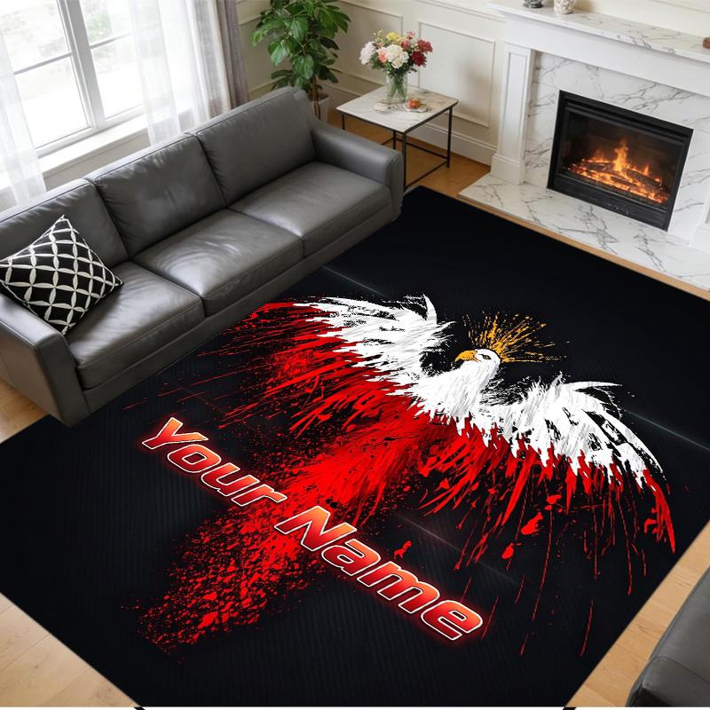 Crystal Velvet Rug Custom Name Text, Soft Non Slip Floor Mat Home DecorPoland